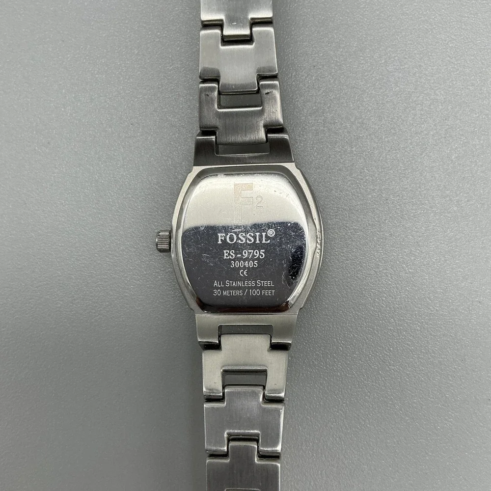 Fossil ES-9795 Womens Watch 23mm Orange Dial Stainless New Battery 6.25